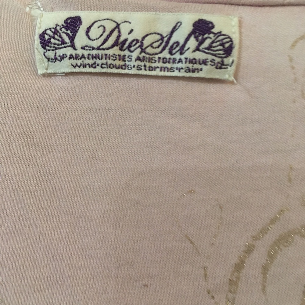 Vintage Y2K Diesel Embellished wind‎ clouds storm rain T shirt size M - Picture 8 of 8